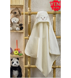 Pamuklu Yumuşacık kız - erkek Bebek YENİDOĞAN Banyo havlu kundak KREM /KUZU