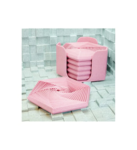 Alvera Super Fidget Coaster Seti – 3D Baskı Altıgen Desenli Bardak Altlığı ve Tutucu-Pembe