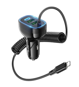 HOCO NZ11A 30W 2 USB+ Type-C Girişli iPhone Kablolu Araç Çakmaklık Şarj Aleti-( - 1OL7523-5801