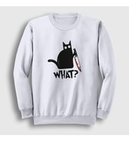 Presmono Unisex Beyaz What Cat Kedi Sweatshirt 415329tt (Beyaz)