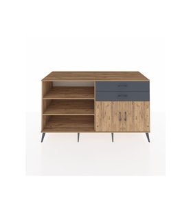Kronos Konsol 3 Raflı 2 Çekmeceli 2 Kapaklı 176x59x99 Çam-Çam/Antrasit