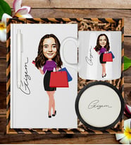 Kişiye Özel Karikatür Tasarım Defter Kalem Kupa Ve Bardak Altlığı Hediye Seti 96301