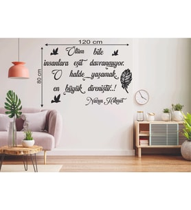 Leylaser 120*80 cm Yaşamak En Büyük Direniştir Ahşap Duvar Yazısı