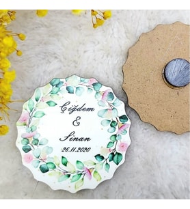 30 Adet Ahşap Nikah Buzdolabı Magnet 10-