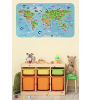 Eğitici Dünya Haritası Dünya Atlası Çocuk Ve Bebek Odası Duvar Sticker-60x105-3783