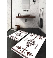 Dijital Baskılı Kaymaz Taban Yıkanabilir 2'li Klozet Takımı Banyo Paspası NDKZ-HS-455 (Beyaz)
