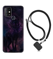 INFINIX Hot 8 9 10 11S Hot 10 Play 10T Kılıf Boyun Askılı Silikon Black Purple Wolf 1791