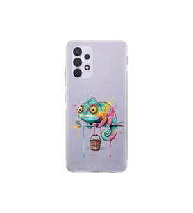 Samsung Galaxy A32 ile Uyumlu Splash Bukalemun Tasarımlı Şeffaf Silikon Kılıf