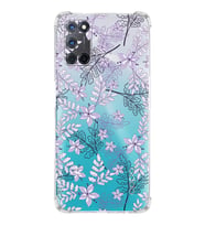 PrintiFy Oppo A92 Uyumlu Köşe Korumalı Floral Lila Tasarımlı Şeffaf Silikon Kılıf