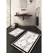 Dijital Baskılı Kaymaz Taban Yıkanabilir 2'li Klozet Takımı Banyo Paspası NDKZ-HS-243 (Beyaz)