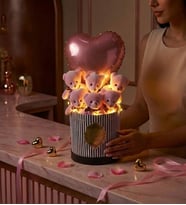 Rose Gold Kalp Balonlu Led Işıklı Sevimli Pembe Peluş Ayıcık Buketi & Özel Seri Love Hediye Kutusu, Gift Box- Sevgiliye, Arkadaşa Sürpriz Doğum Günü & Tebrik - Kutlama Hediyesi