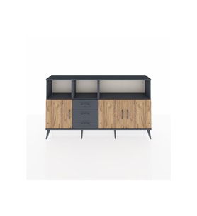 Arges Konsol 5 Raflı 3 Çekmeceli 3 Kapaklı 176x30x99 Antrasit-Çam/Antrasit