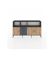 Arges Konsol 5 Raflı 3 Çekmeceli 3 Kapaklı 176x30x99 Antrasit-Çam/Antrasit