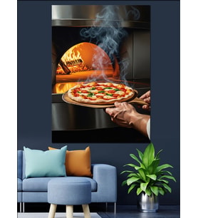 Taş Fırından Çıkan Taze Pizza Dekoratif Kanvas - Mdf Ahşap Tablo