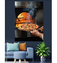 Taş Fırından Çıkan Taze Pizza Dekoratif Kanvas - Mdf Ahşap Tablo