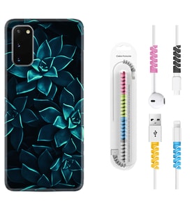 Samsung A02S A03S A10 A12 A13 A21S A22 Kılıf Kablo Koruma Spiral Silikon Mistik Çiçekler 1650