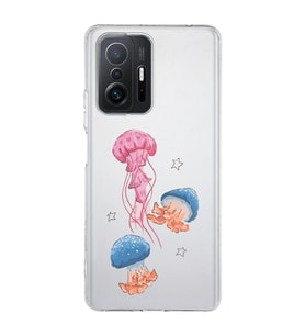 Xiaomi Mi 11T - 11T Pro Uyumlu Deniz Anası ve Mantar Tasarımlı Şeffaf Telefon Kılıfı