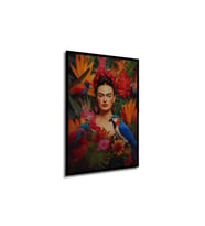 Çerçeve Görünümlü Dekoratif Ahşap Kare Frida Kahlo ve Papağanlar Tablosu Ev/Ofis/İşyeri Tablo