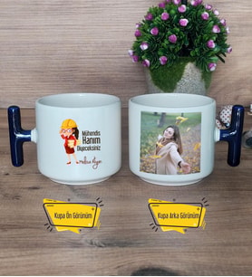 Mühendis Hanım Diyeceksiniz Kupa Bardak Fotoğraflı T Lacivert Kulplu Kadın Mühendise Mühendisler Günü Hediyesi