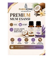 Premium Mum Esansı 5 cc 2'li Set - Hindistan Cevizi, Lavanta - Soya Wax, Parafin, Jel Wax ve Bal Mumu Uyumlu BKFAB2HCLV5