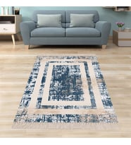 Geometrik Çerçeveli Batik Desenli Yıkanabilir Kaymaz Taban Leke Tutmaz Modern Salon Halısı ve Yolluk (Çok Renkli)