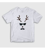 Presmono Unisex Çocuk Beyaz Male Deer Yılbaşı T-Shirt 271517tt