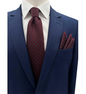 Brianze 8 Cm Bordo Lacivert Desenli Kravat Ve Mendil Set