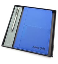 Signator® Codex  N270 Kişiye Özel Defterli Set - İsme Özel Gümüş Kalem + İsme Özel Mavi Defter  İsme Özel Kutusunda Hediyelik Set (Karışık)