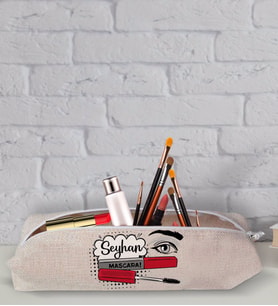 BK Gift Kişiye Özel İsimli Keten Bez Makyaj Çantası-22
