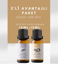 2'li Avantajlı Set Portakal Ve Lavanta Saf Aromaterapi Uçucu Yağı 20 Ml