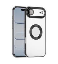 Apple iPhone 17 Uyumlu Air Uyumlu Kılıf Kamera Korumalı Logo Gösteren Zore Omega Kapak (Siyah)