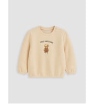 LCW baby Bej Nakışlı Kız Bebek Kalın Sweatshirt