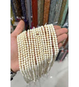 Mercan Taşı -Parlak Beyaz Küre Kesim 6mm Doğal Taş Dizi
