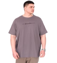 Mode XL Büyük Beden Erkek T-Shirt Bisiklet Yaka FREEDOM U25033 Füme