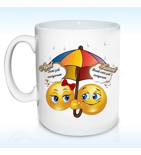 Kişiye Özel Aşık Emoji Kupa Bardak