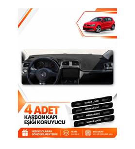 VOLKSWAGEN POLO (2009-2019) Uyumlu Ön Torpido Koruma Kılıfı Halısı - Siyah