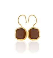 Kadir Jewellery 22 Ayar Altın Kaplama Kare Taşlı Küpe -El İşçiliği Ve Hipoalerjenik Küpe