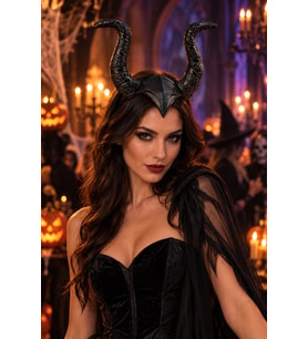 Halloween Malefiz Siyah Boynuzlu Taç Saç Bandı Cadılar Bayramı Kostüm Parti Etkinlik Aksesuarı