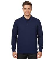 Erkek Büyük Beden Polo Yaka Cepli Selanik Sweatshirt BGL-ST04978 (Lacivert)