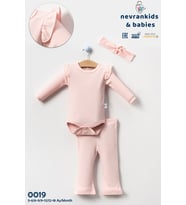 Kolları Fırfırlı İspanyol Paça Fitilli Zıbın 3'lü Takım Lila - Pembe (Pembe)