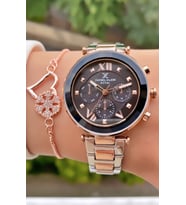 Daniel Klein Royal Siyah Kadran Çelik Kadın Kol Saati – Rose Gold Detaylı
