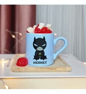 Batman Tasarımlı Kişiye Özel Mavi Türk Kahvesi Fincan