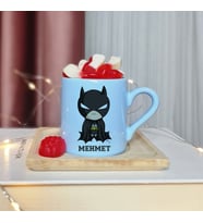 Batman Tasarımlı Kişiye Özel Mavi Türk Kahvesi Fincan
