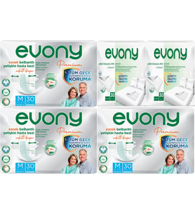 Evony Premium Hasta Bezi Yetişkin Bel Bantlı Tekstil Yüzey Orta 90 Adet+ Yatak Koruyucu Örtü 60 Adet