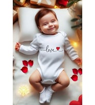 Sevgililer Günü Temalı Bebek Body (Ekru)
