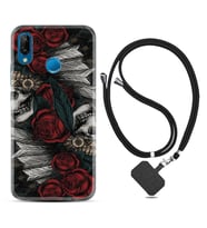 Huawei P20 Lite Mate 10 20 Lite Pro P40 Lite KılıfBoyun Askılı Silikon Skull Rose 1673