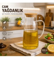 Kasımoğulları Concept Cam Yağdanlık Bambu Kapaklı 900 ml