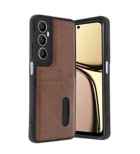 Realme C65 Sara Kartvizitli Deri Kılıf - Taba