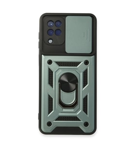 Samsung Galaxy A22 Kılıf Pars Lens Yüzüklü Silikon - Yeşil