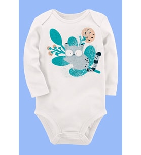 Organik Baskılı Pamuklu Unisex Bebek Body UZUNKOLE133